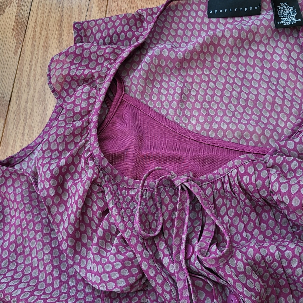 Apostrophe Semi Sheer Patterned Ruffle Blouse - Picture 4 of 7